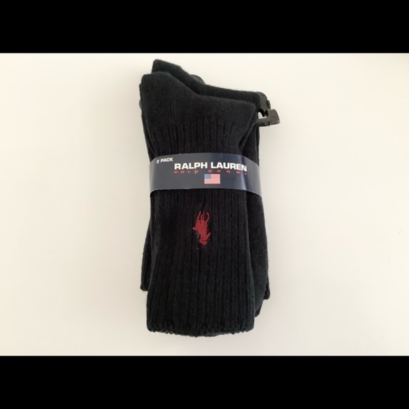 2 PAIRS RALPH LAUREN POLO SPORT COTTON RIBBED SOCKS - Picture 1 of 3
